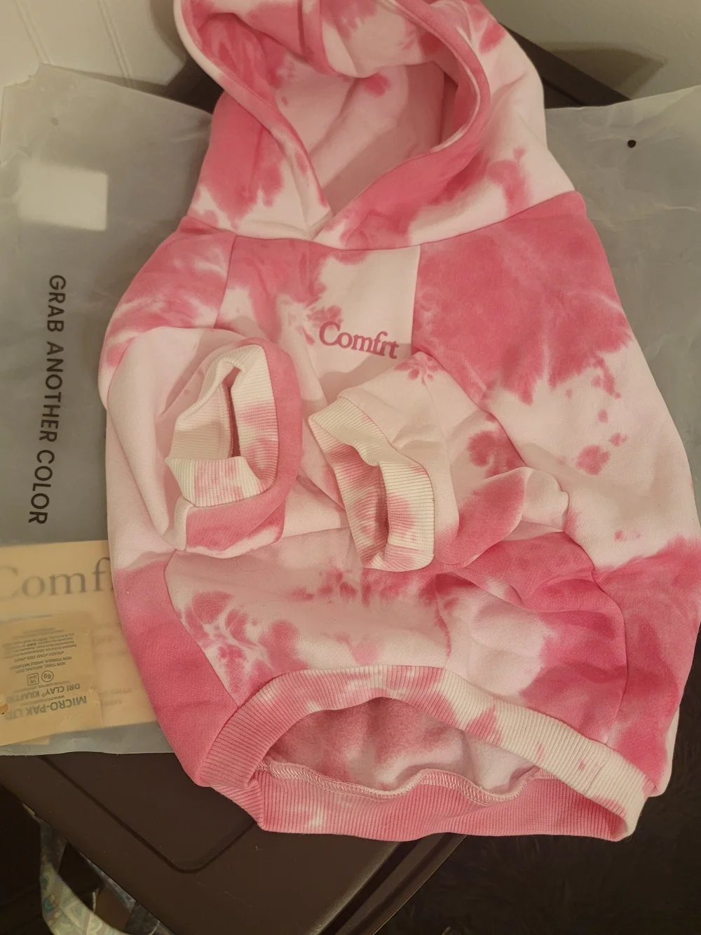 Minimalist Paw Tie-Dye Dog Hoodie — Pink